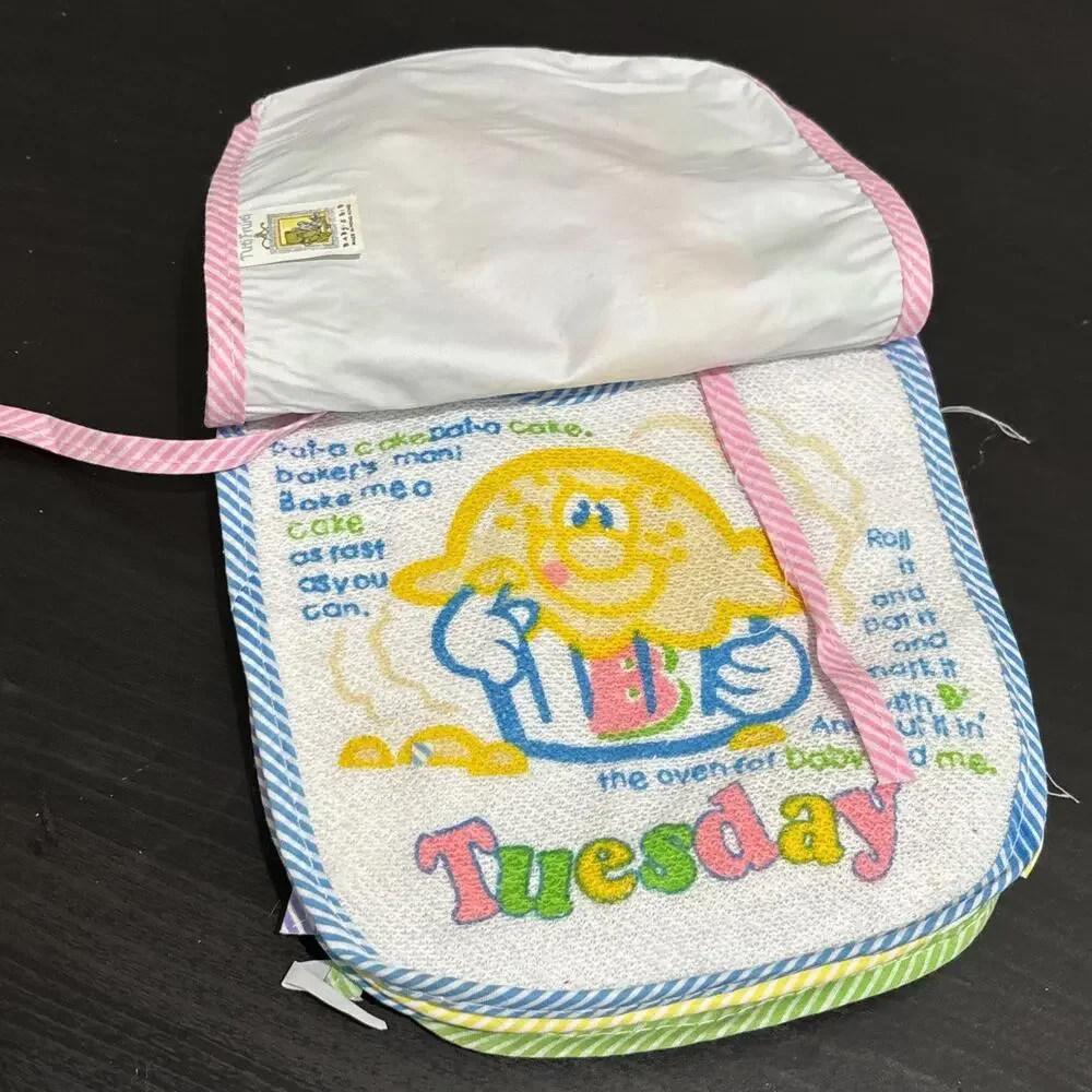 Vintage Baby Bibs DAYS OF THE WEEK Tuti Fruiti COMPLETE SET of 7 NIP